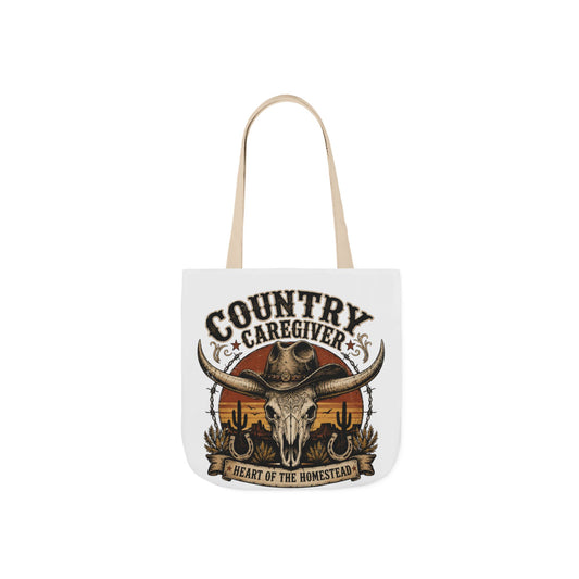 Country Caregiver Tote Bag — Western Skull & Sunset Canvas Tote