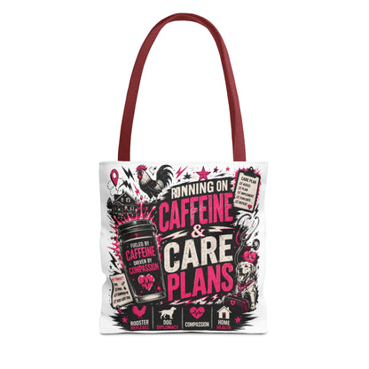 Caffeine & Care Plans Tote Bag —  Funny Healthcare Gift