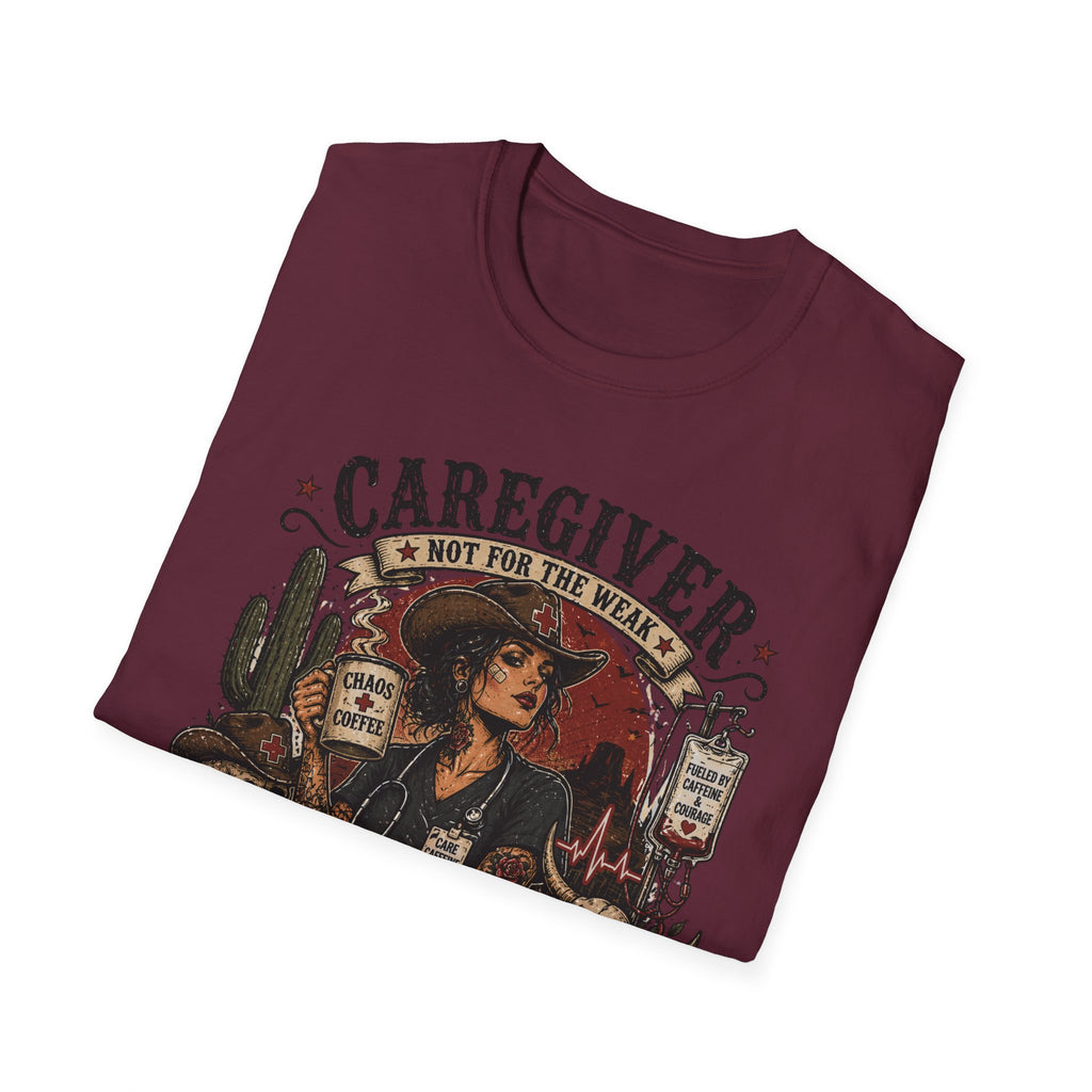 Caregiver Cowboy T-Shirt — "Caregiver: Still Showing Up" Graphic Tee