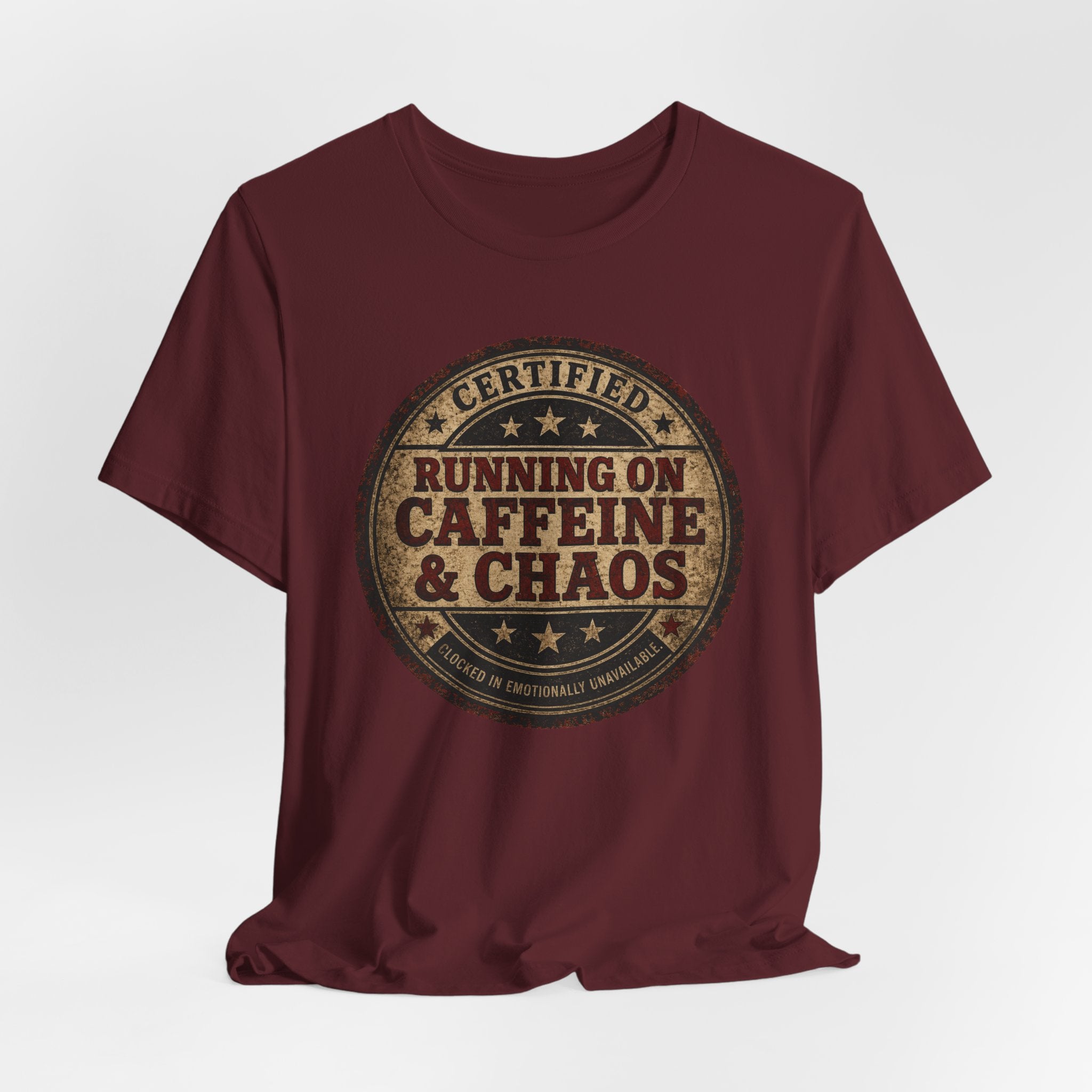 Running On Caffeine & Chaos T-Shirt — Funny Coffee Lover Tee