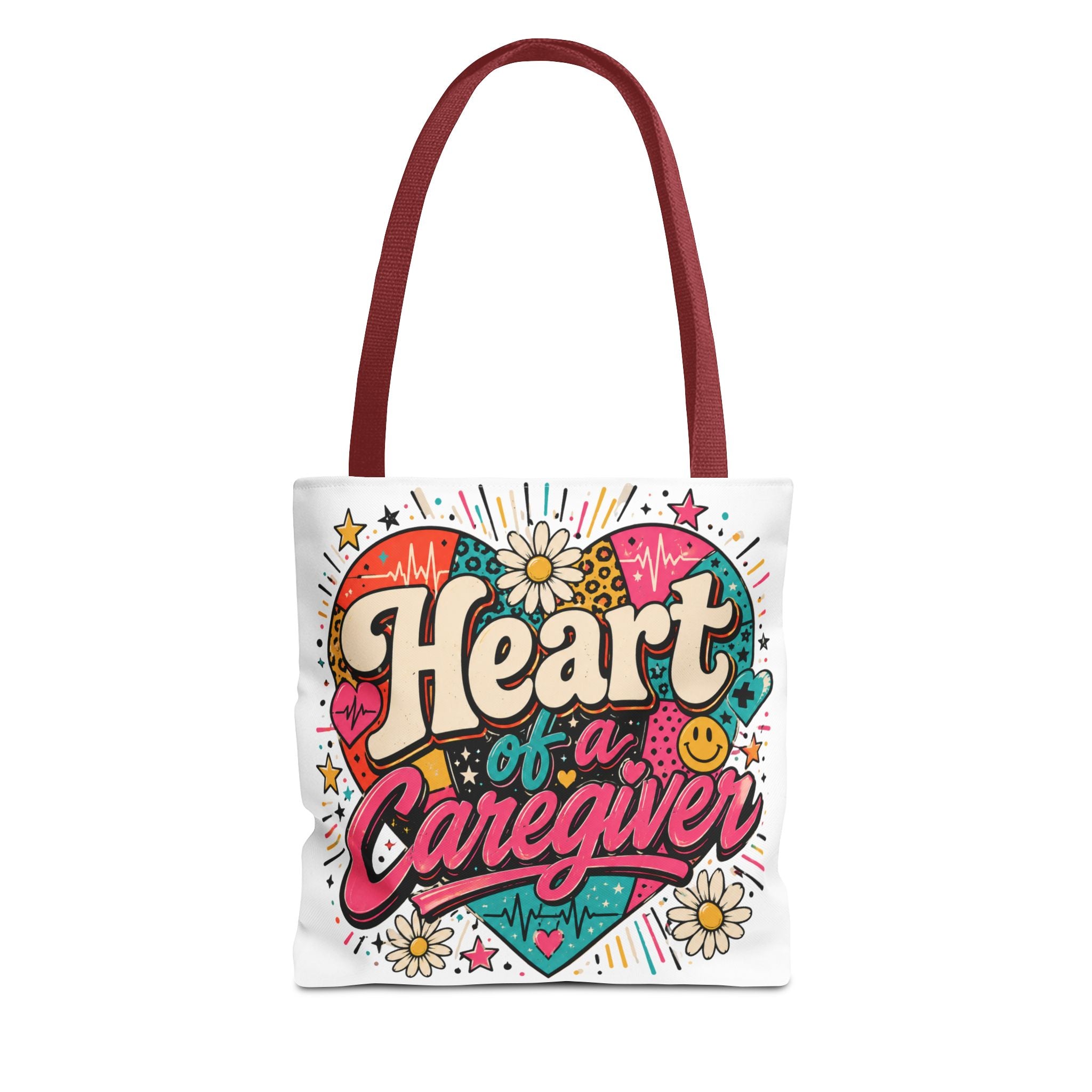 Tote Bag — "Heart of a Caregiver" Colorful Heart Caregiver Tote