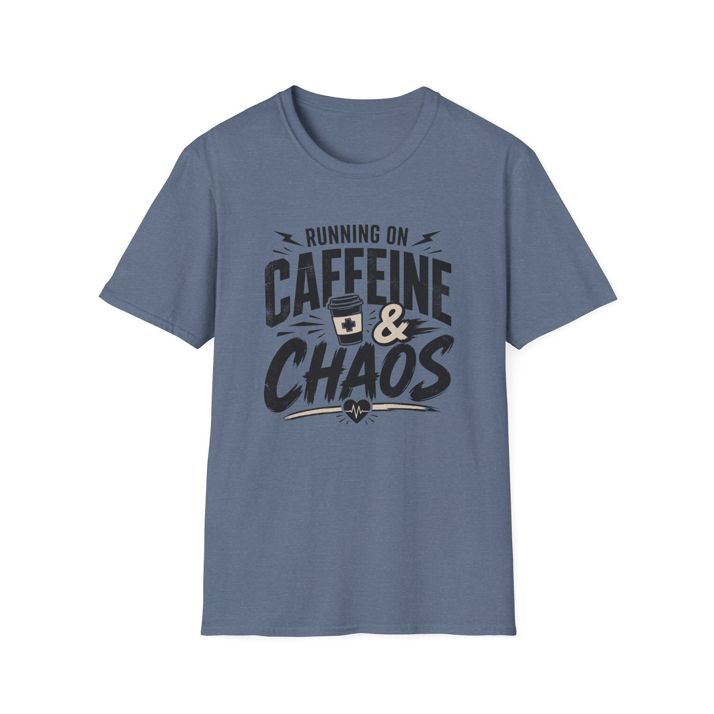 Caffeine & Chaos T-Shirt — "Running on Caffeine & Chaos" Funny Coffee Tee
