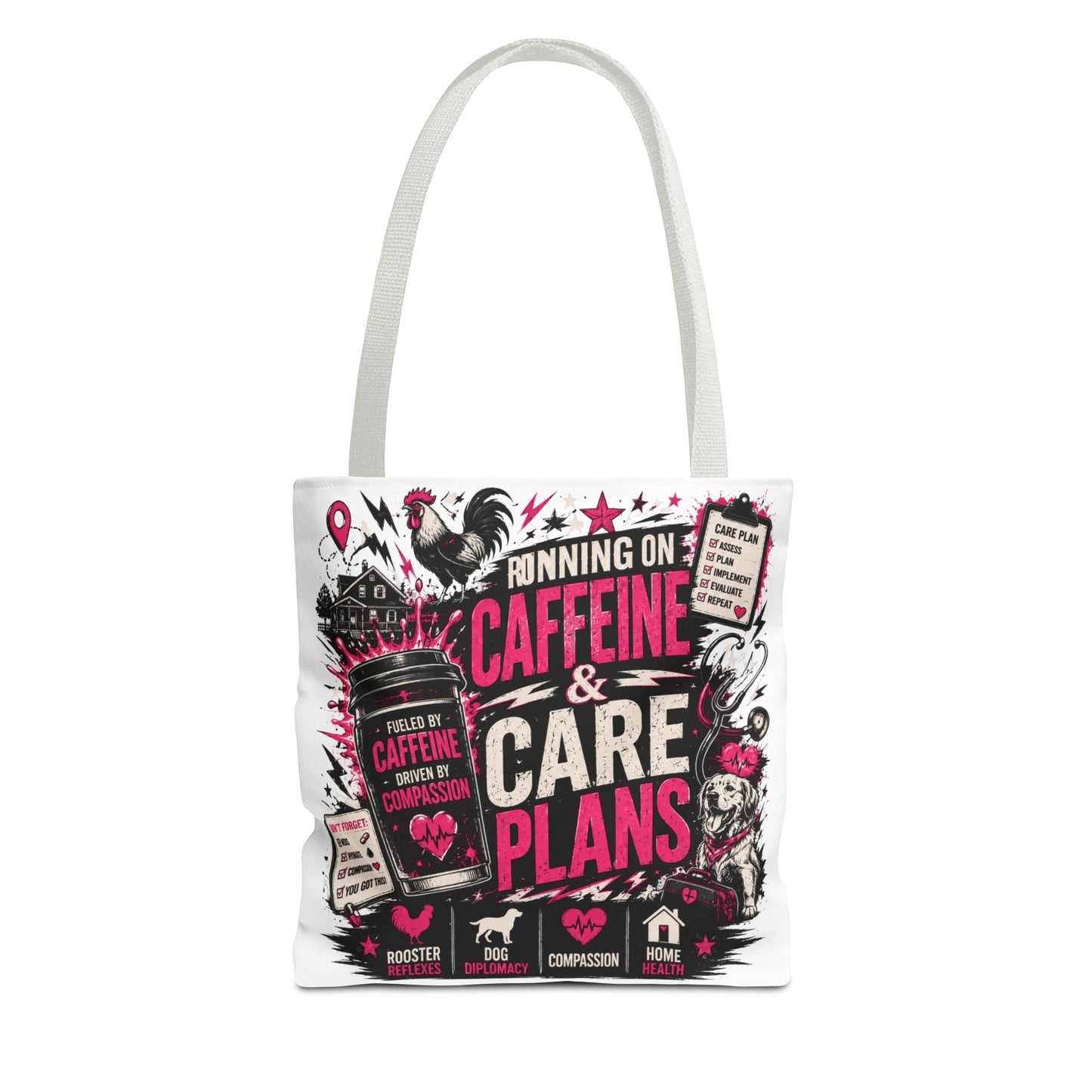 Caffeine & Care Plans Tote Bag —  Funny Healthcare Gift