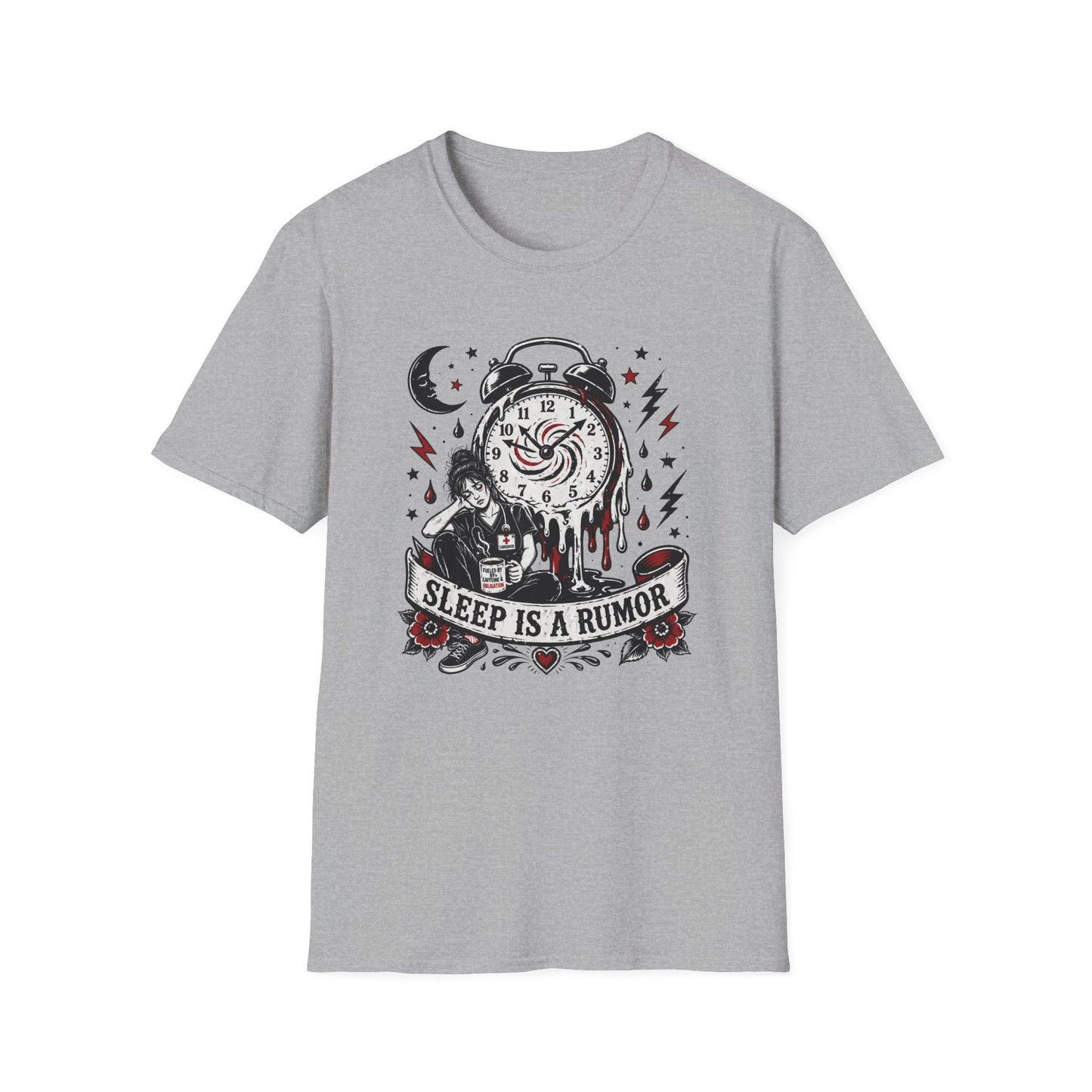 Sleep Is A Rumor T-Shirt – Goth Alarm Clock Graphic Tee