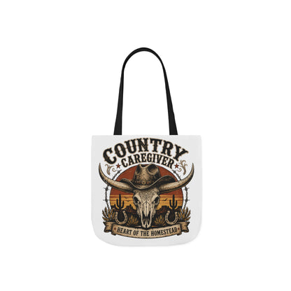 Country Caregiver Tote Bag — Western Skull & Sunset Canvas Tote