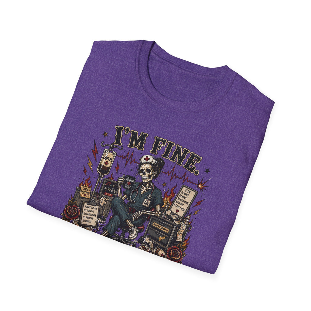 I'm Fine This Is Fine T-Shirt — Dark Humor Skeleton Graphic Tee