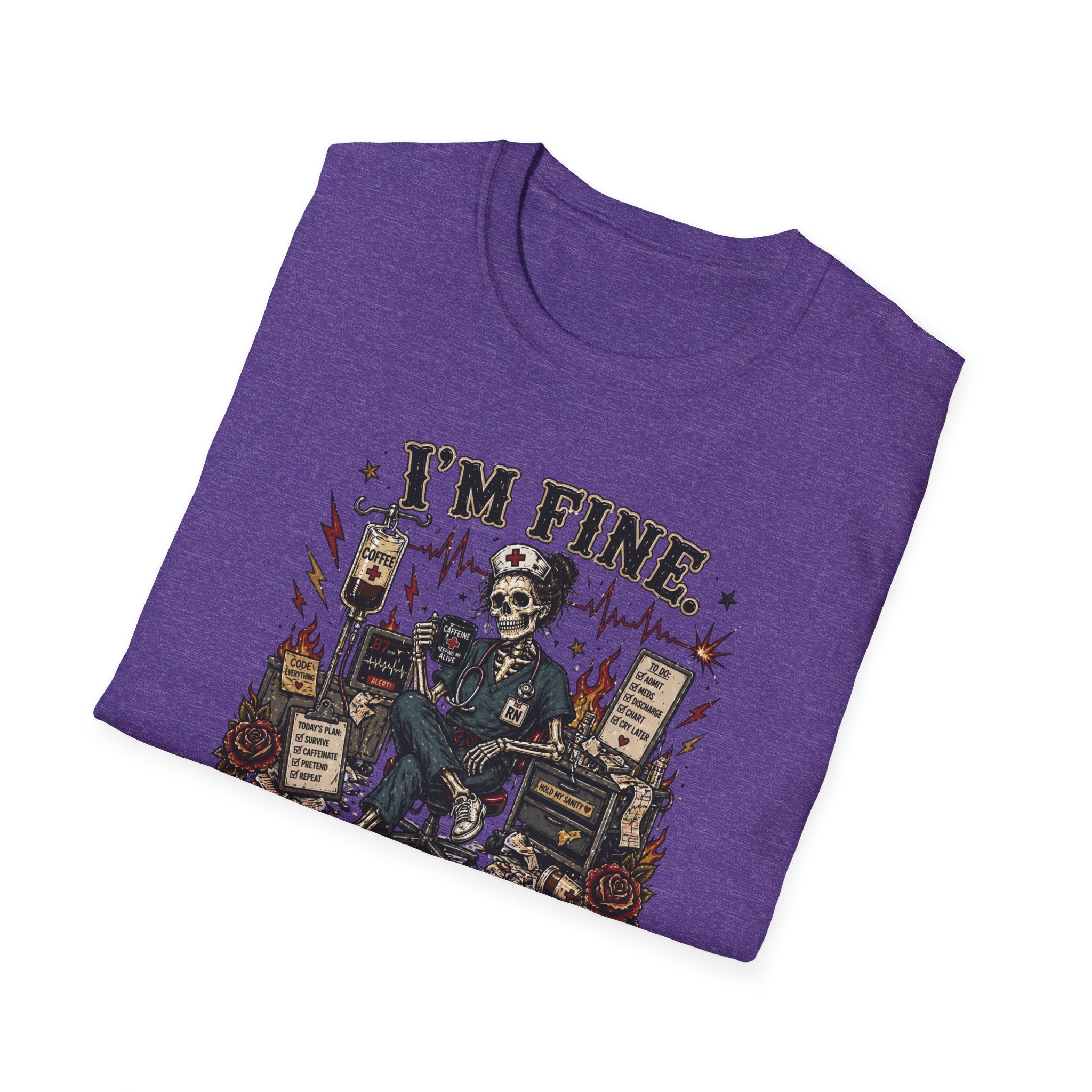 I'm Fine This Is Fine T-Shirt — Dark Humor Skeleton Graphic Tee