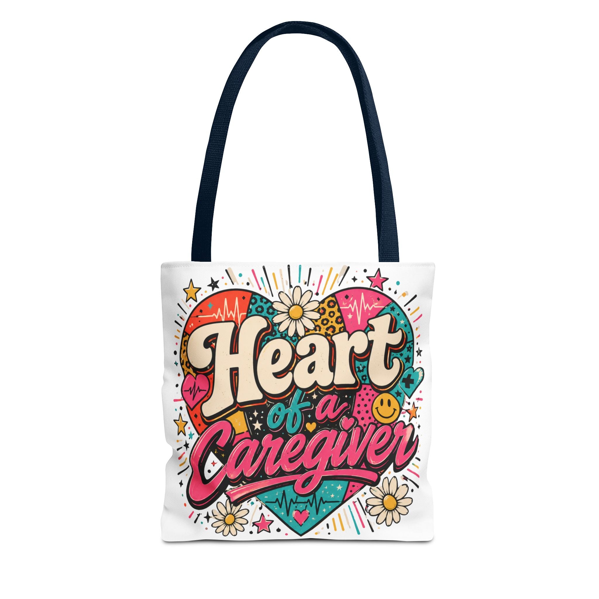 Tote Bag — "Heart of a Caregiver" Colorful Heart Caregiver Tote