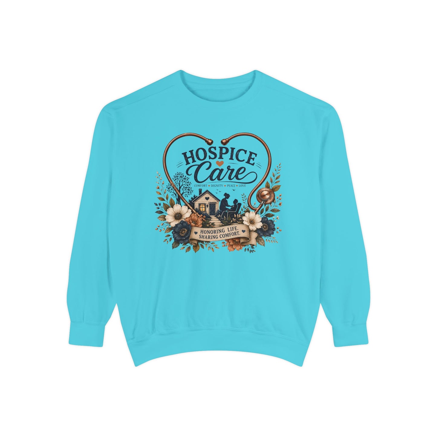 Hospice Care Floral Sweatshirt — Comfort & Compassion Crewneck