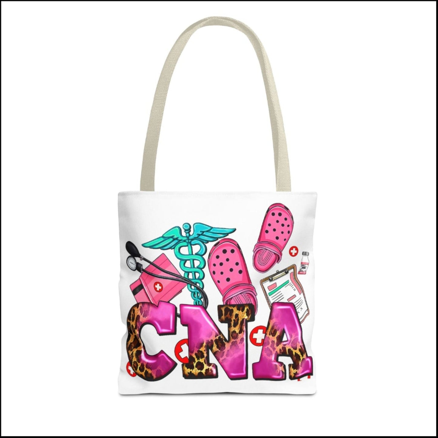 CNA Fun Graphic Tote Bag — Pink Medical Nurse Gift
