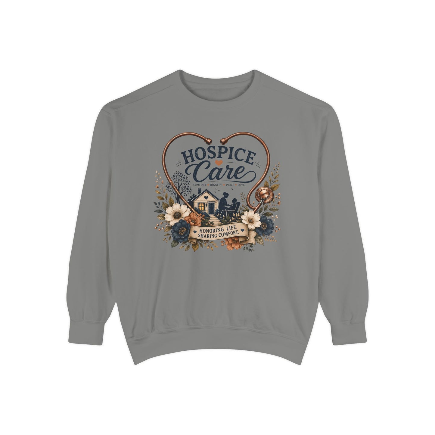 Hospice Care Floral Sweatshirt — Comfort & Compassion Crewneck