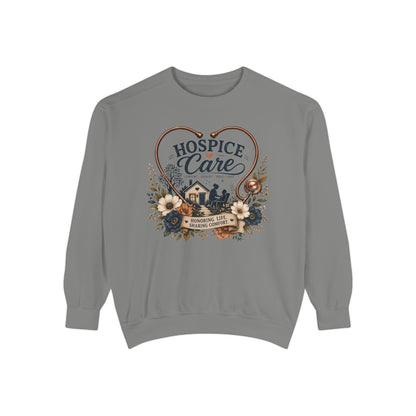 Hospice Care Floral Sweatshirt — Comfort & Compassion Crewneck