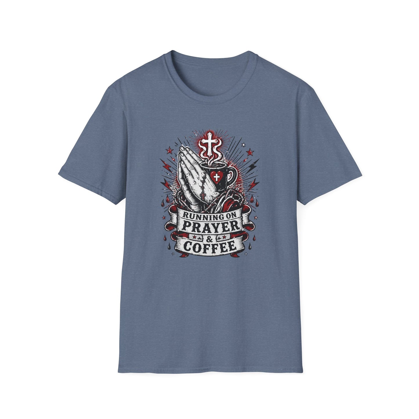 Prayer & Coffee T-Shirt — "Running on Prayer & Coffee" Christian Faith Tee