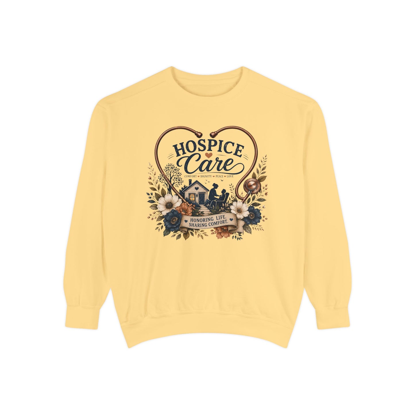 Hospice Care Floral Sweatshirt — Comfort & Compassion Crewneck