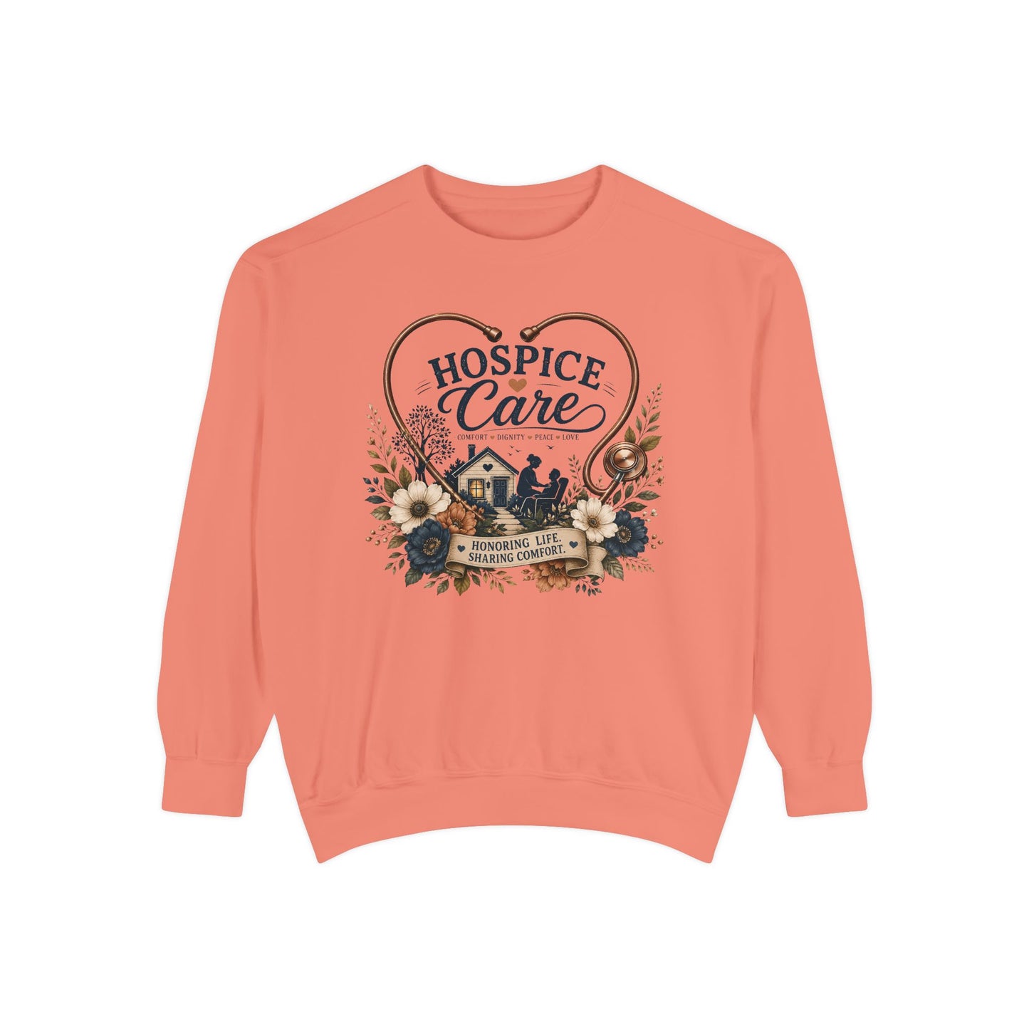Hospice Care Floral Sweatshirt — Comfort & Compassion Crewneck