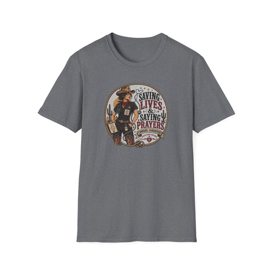 "Saving Lives & Saying Prayers" Vintage Rescue Tee