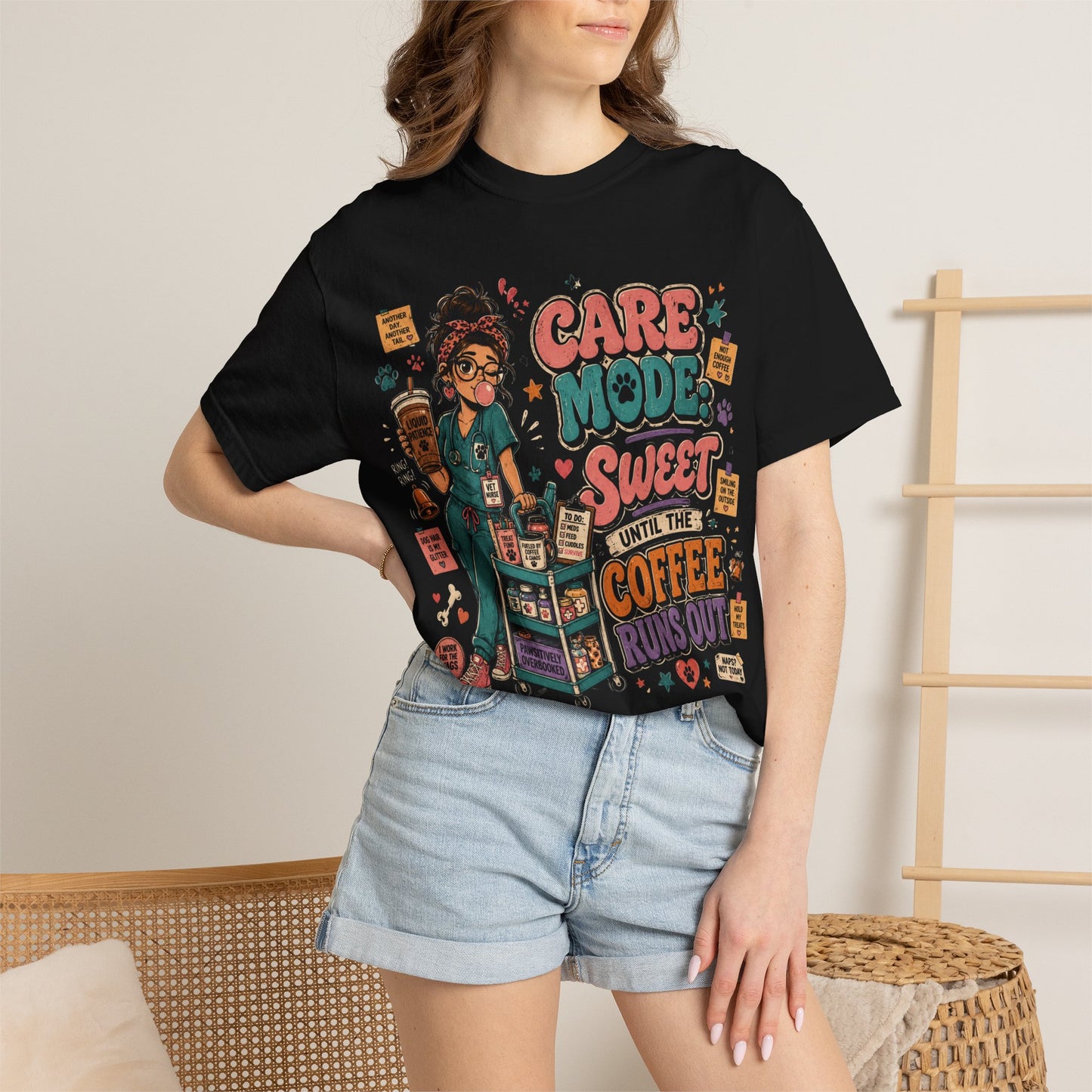 Care Mode Coffee T‑Shirt — "Care Mode: Sweet Until the Coffee Runs Out" Graphic Tee