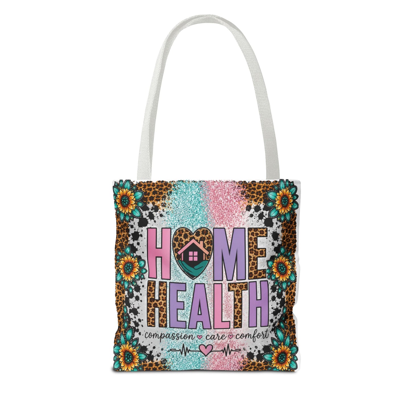 Home Health Tote Bag – 'Compassion • Care • Comfort' Floral Leopard Caregiver Gift