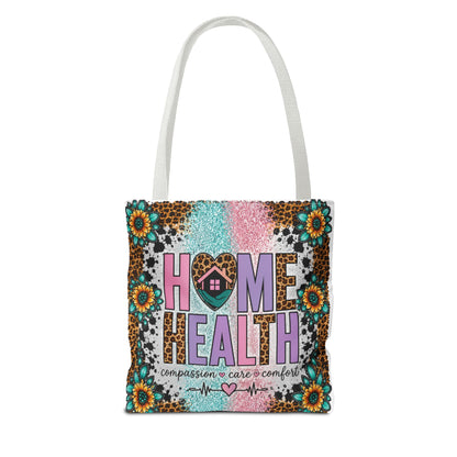 Home Health Tote Bag – 'Compassion • Care • Comfort' Floral Leopard Caregiver Gift