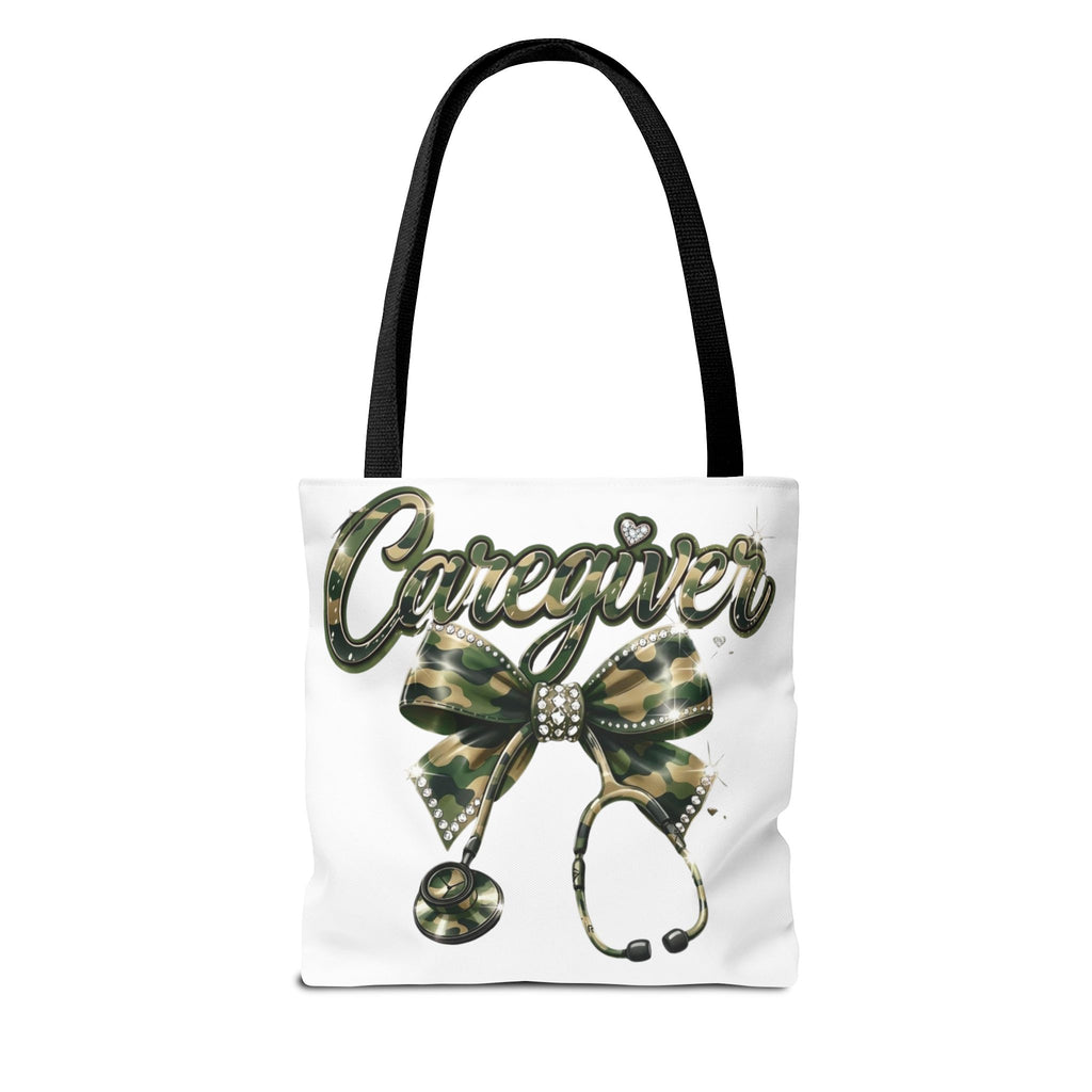 Caregiver Camo Bow Tote Bag — Nurse & Caregiver Stethoscope Tote