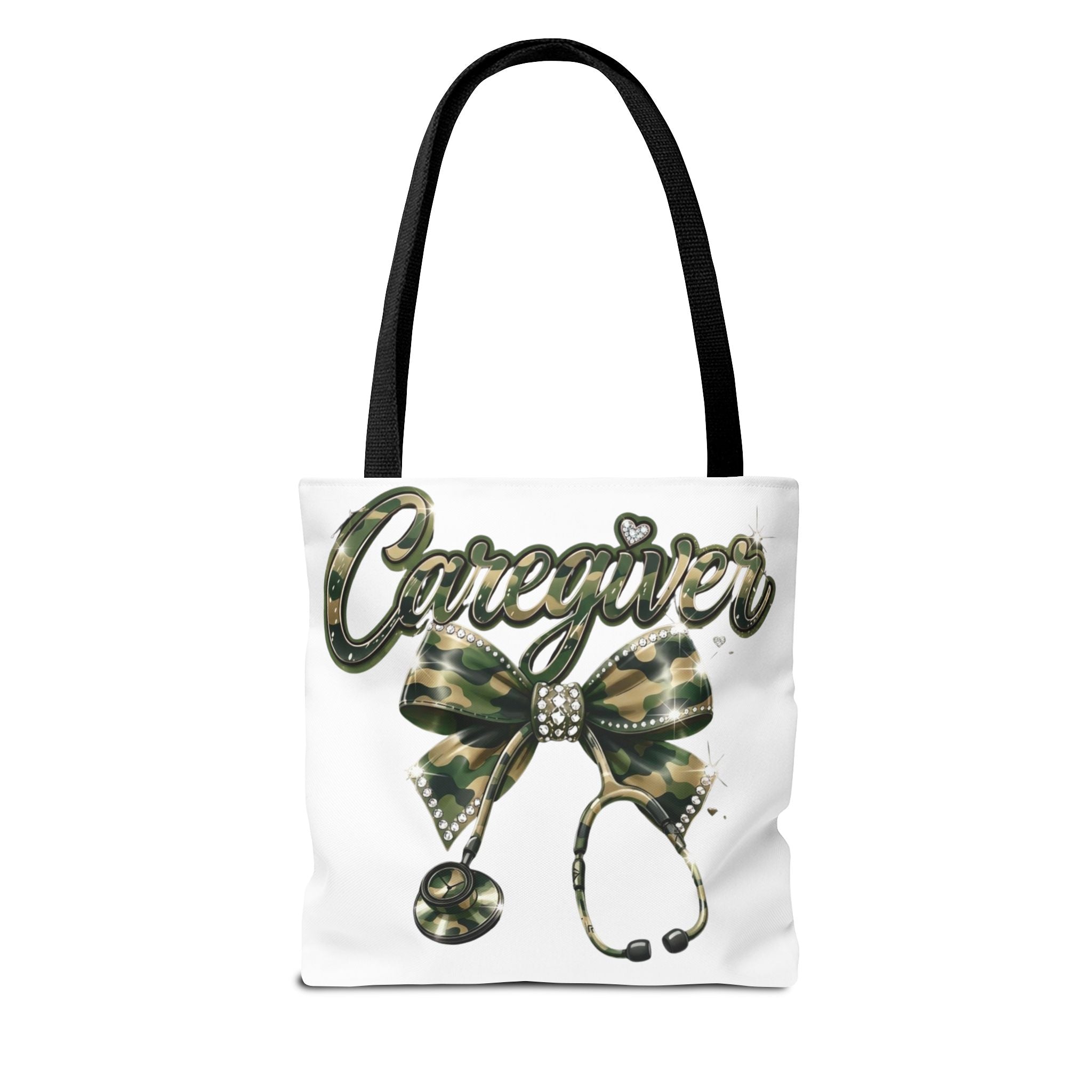 Caregiver Camo Bow Tote Bag — Nurse & Caregiver Stethoscope Tote