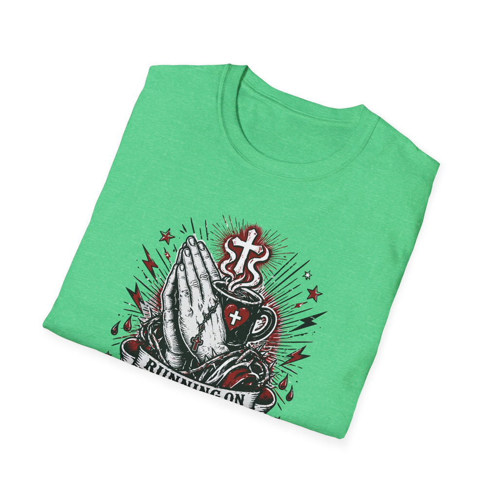 Prayer & Coffee T-Shirt — "Running on Prayer & Coffee" Christian Faith Tee