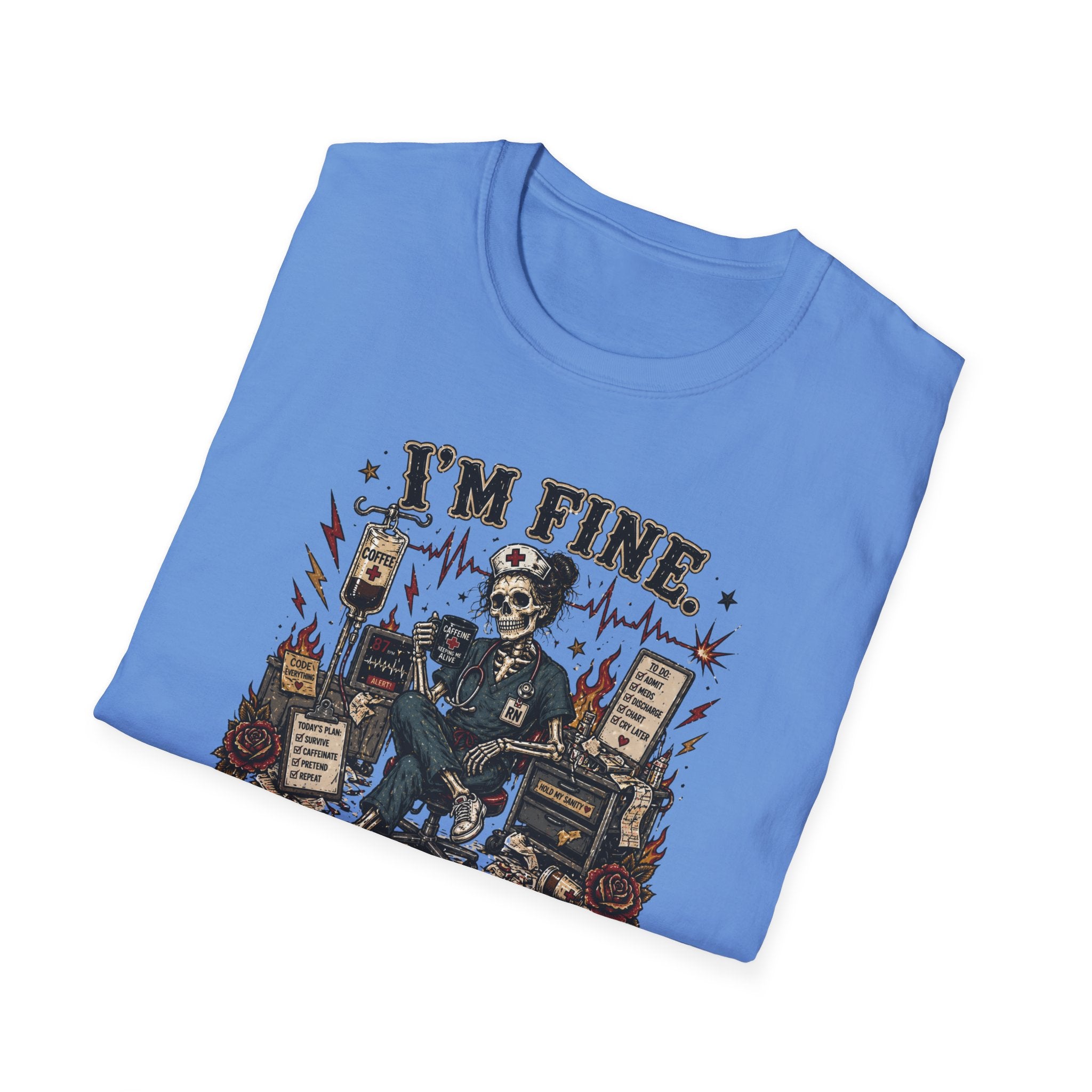 I'm Fine This Is Fine T-Shirt — Dark Humor Skeleton Graphic Tee