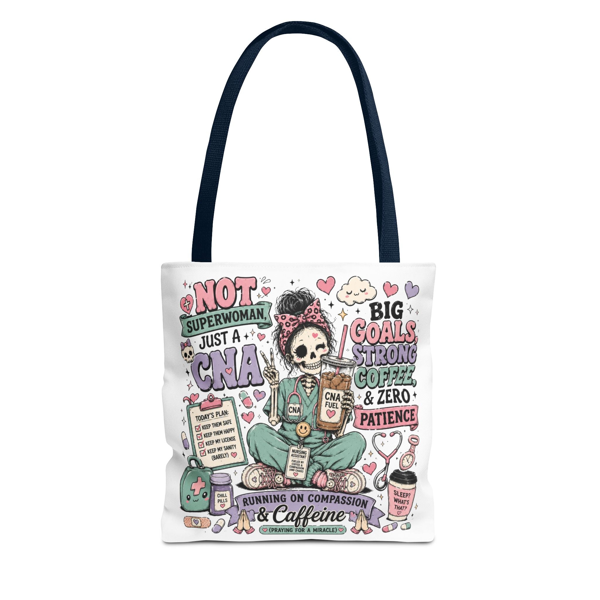 CNA Tote Bag – 'Not Superwoman Just a CNA' Cute Skull