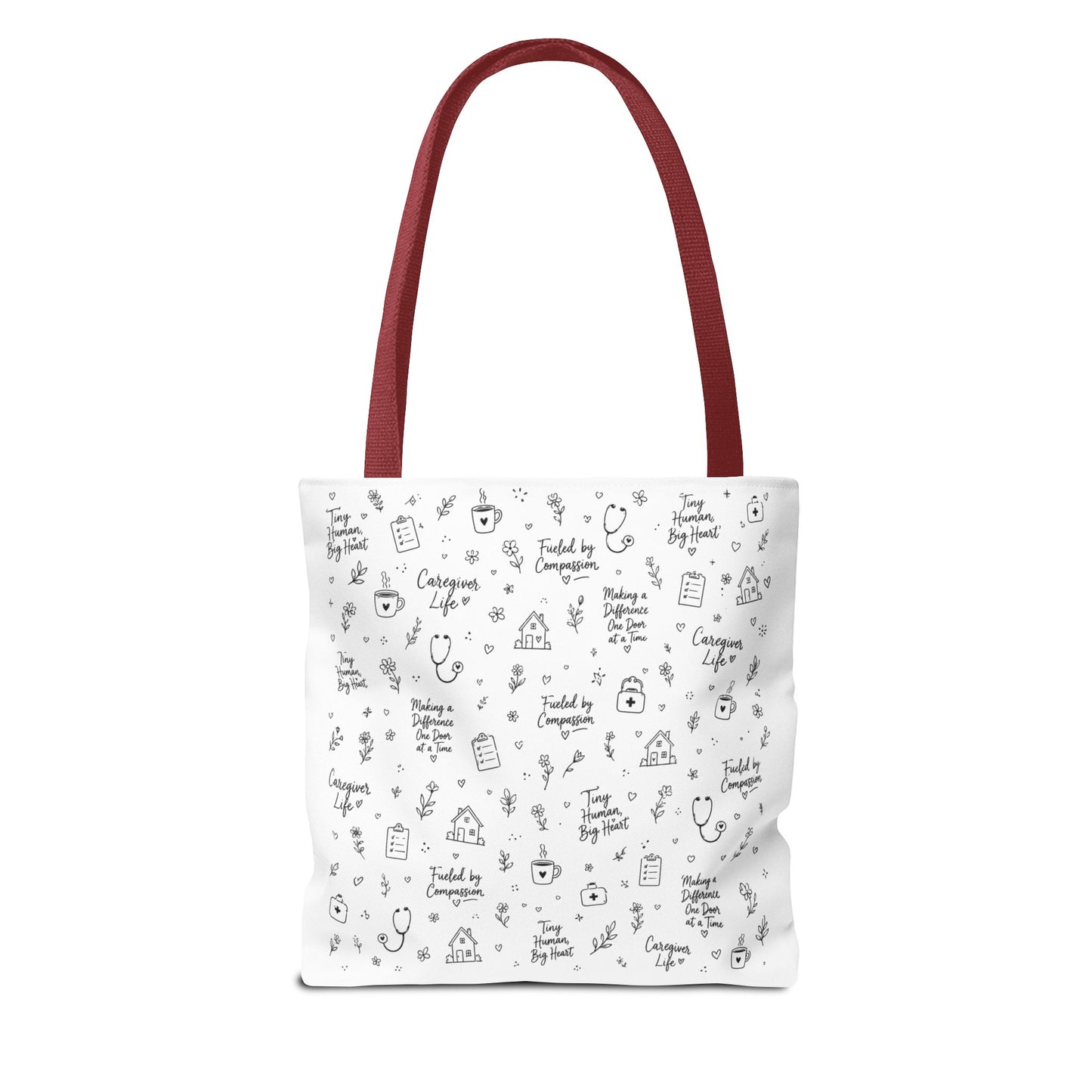 Home Health Care ,Nurse Life Pattern Tote Bag – Cute Medical Doodles & Caring Quotes AOP