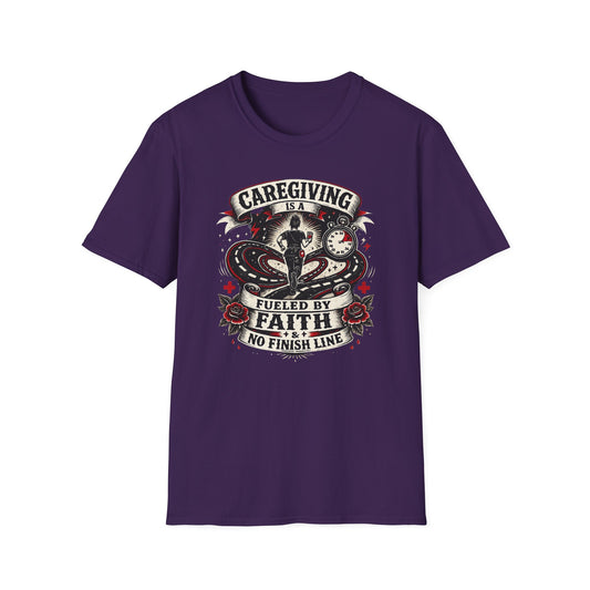 Caregiving T-Shirt — "Caregiving is a Journey Fueled by Faith" Graphic Tee