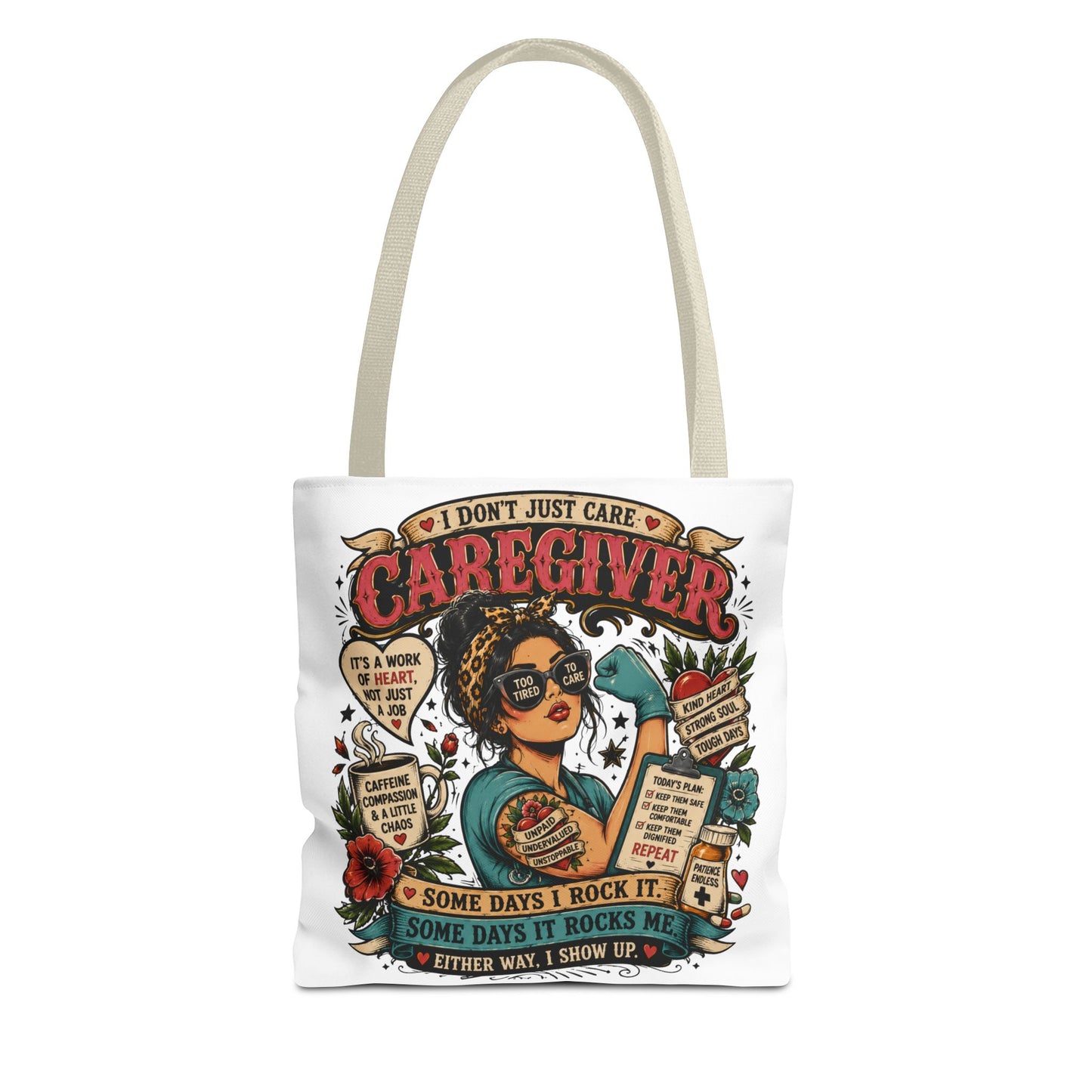 Caregiver Tote Bag – Retro  Caregiver Gift with 'I Don’t Just Care'