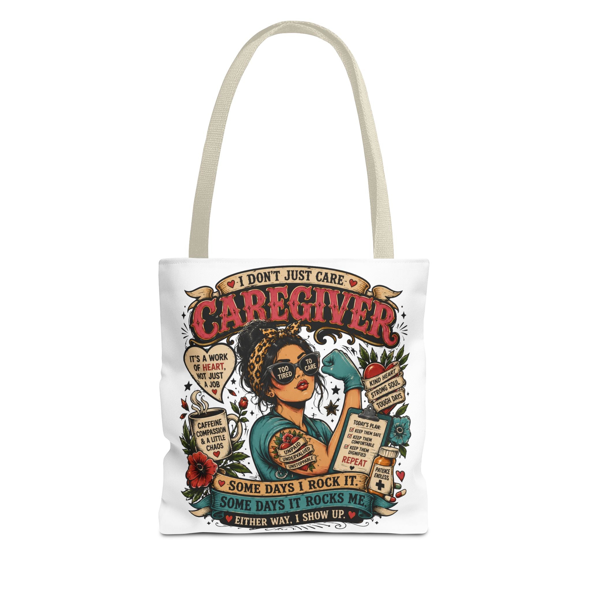 Caregiver Tote Bag – Retro  Caregiver Gift with 'I Don’t Just Care'
