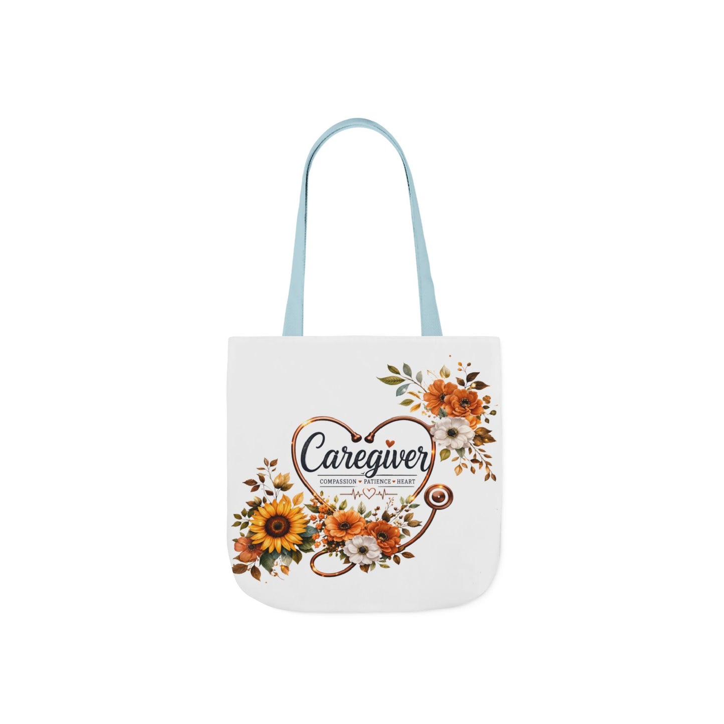 Caregiver Floral Heart Canvas Tote — Sunflower Caregiver Gift Bag