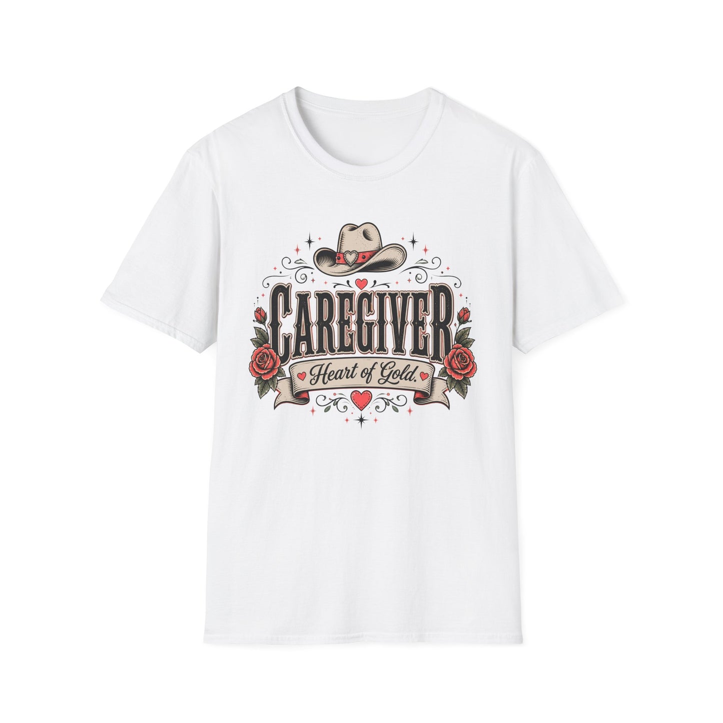 Caregiver T-Shirt — “Heart of Gold” Western Floral Design