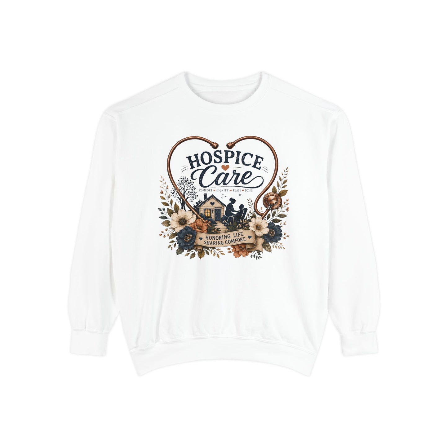 Hospice Care Floral Sweatshirt — Comfort & Compassion Crewneck