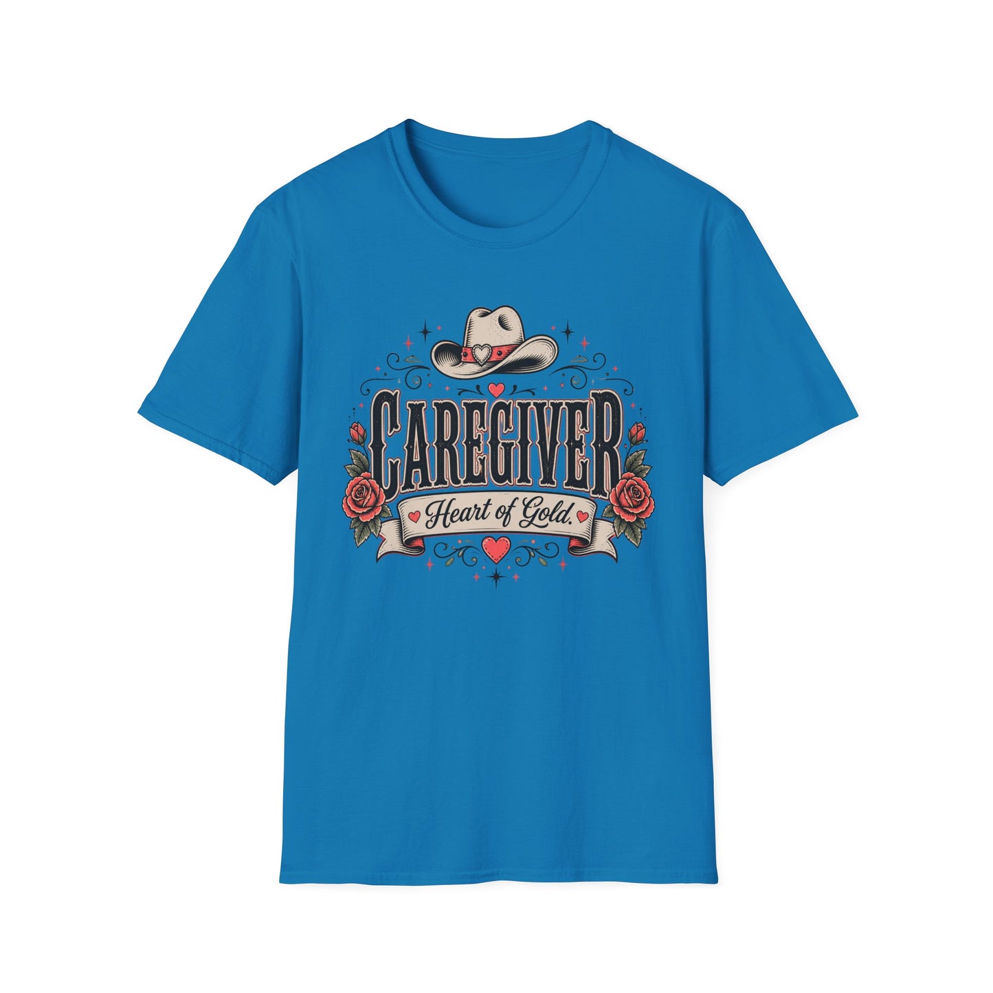 Caregiver T-Shirt — “Heart of Gold” Western Floral Design