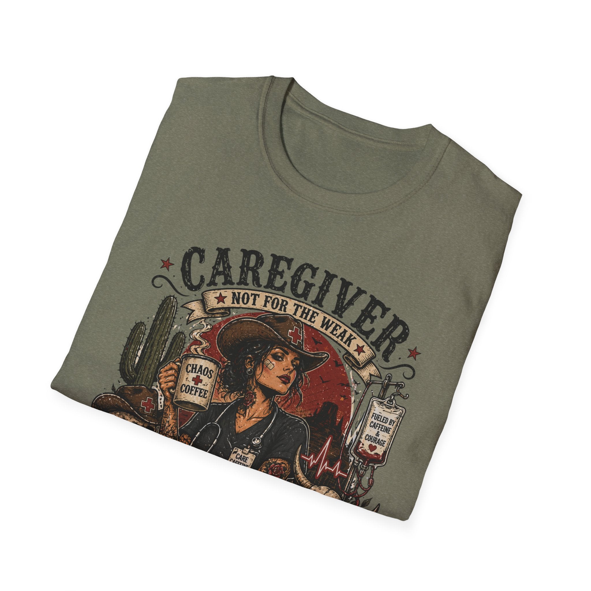 Caregiver Cowboy T-Shirt — "Caregiver: Still Showing Up" Graphic Tee
