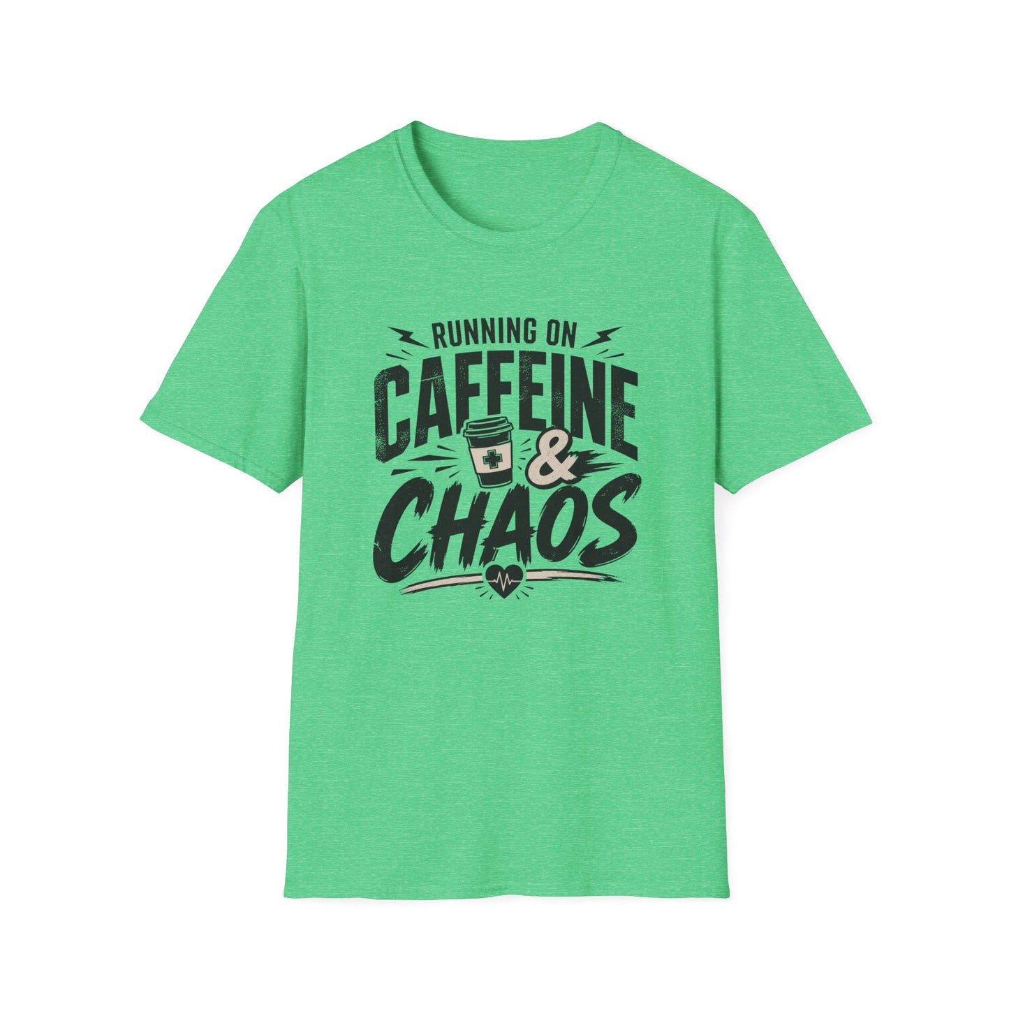 Caffeine & Chaos T-Shirt — "Running on Caffeine & Chaos" Funny Coffee Tee