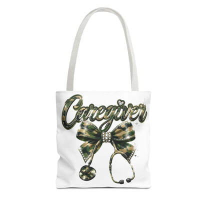 Caregiver Camo Bow Tote Bag — Nurse & Caregiver Stethoscope Tote
