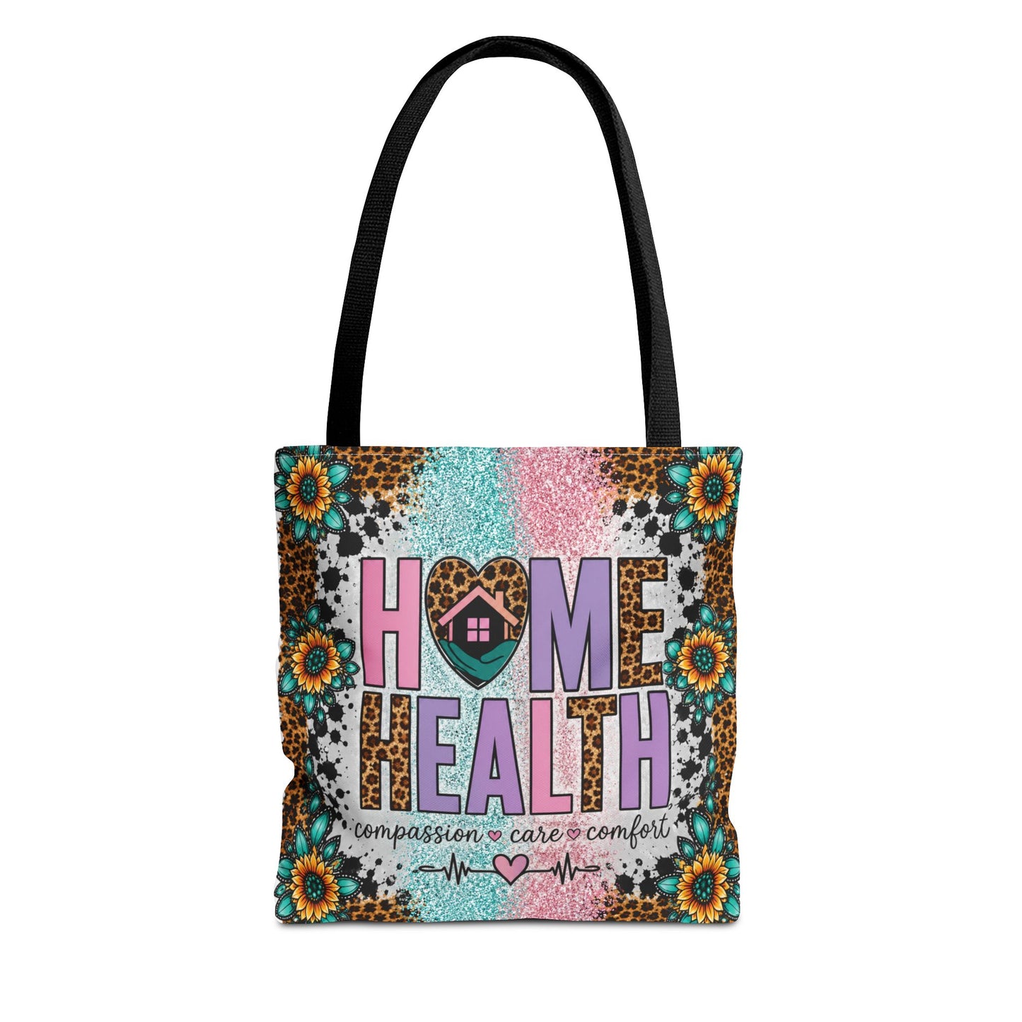 Home Health Tote Bag – 'Compassion • Care • Comfort' Floral Leopard Caregiver Gift