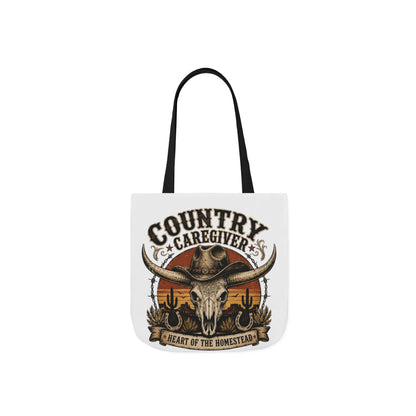 Country Caregiver Tote Bag — Western Skull & Sunset Canvas Tote