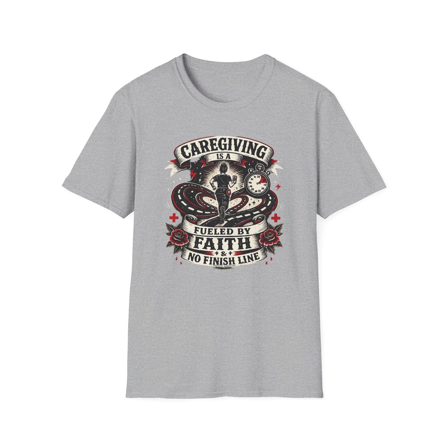 Caregiving T-Shirt — "Caregiving is a Journey Fueled by Faith" Graphic Tee