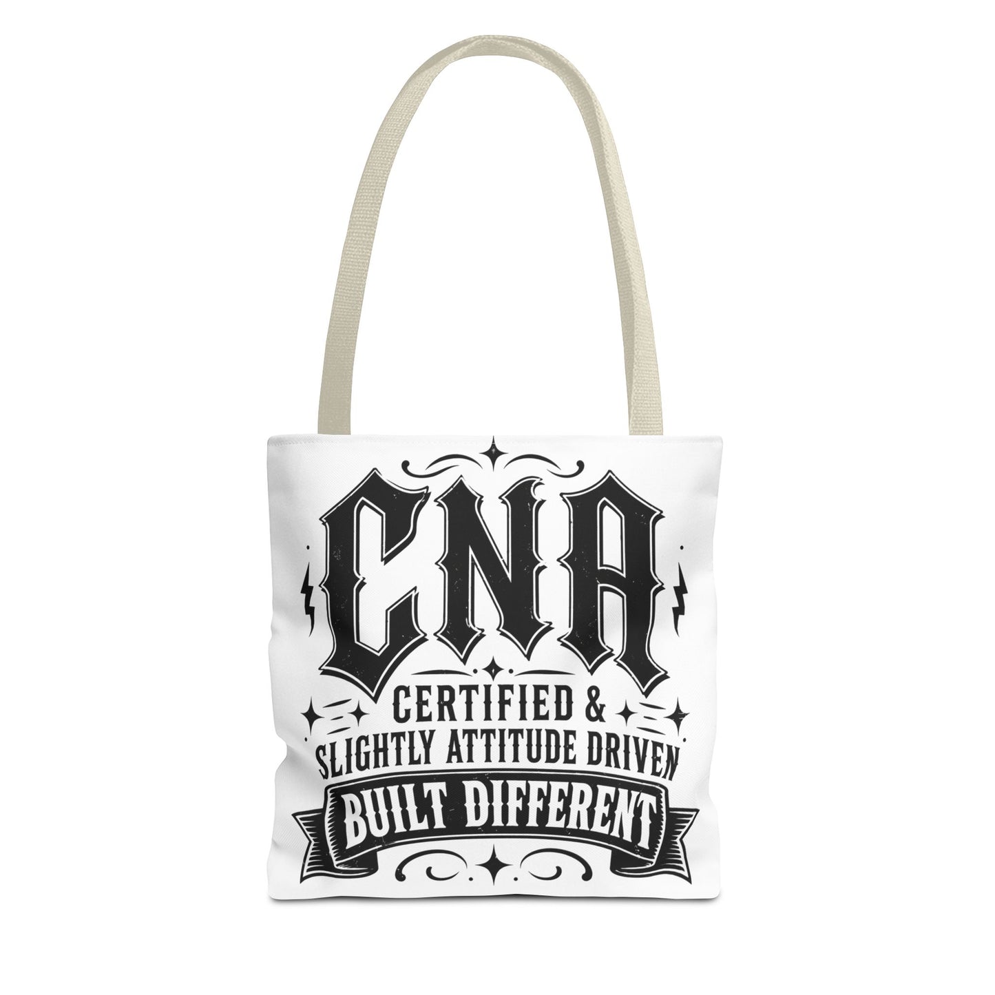 CNA Tote Bag — "Certified & Slightly Attitude Driven" Built Different Nurse Gift