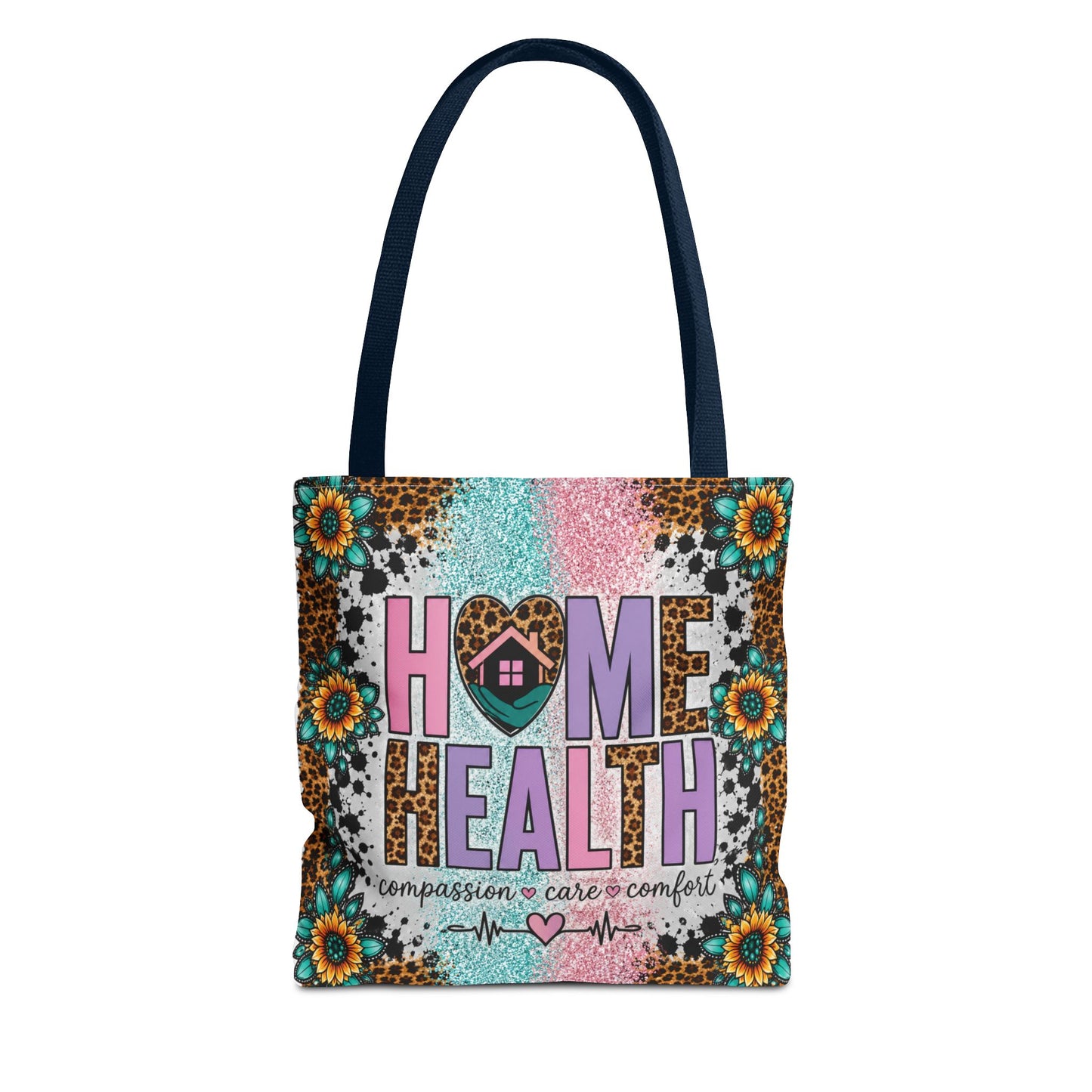 Home Health Tote Bag – 'Compassion • Care • Comfort' Floral Leopard Caregiver Gift