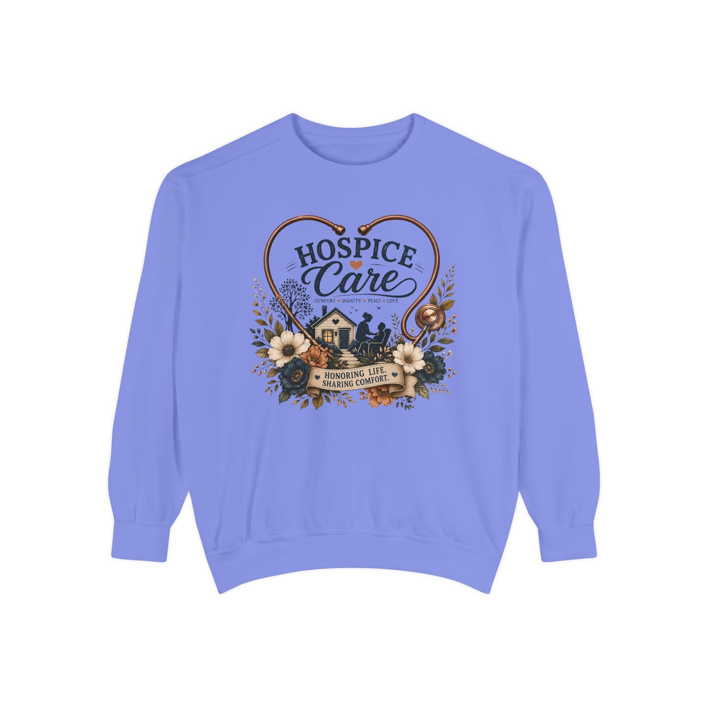 Hospice Care Floral Sweatshirt — Comfort & Compassion Crewneck