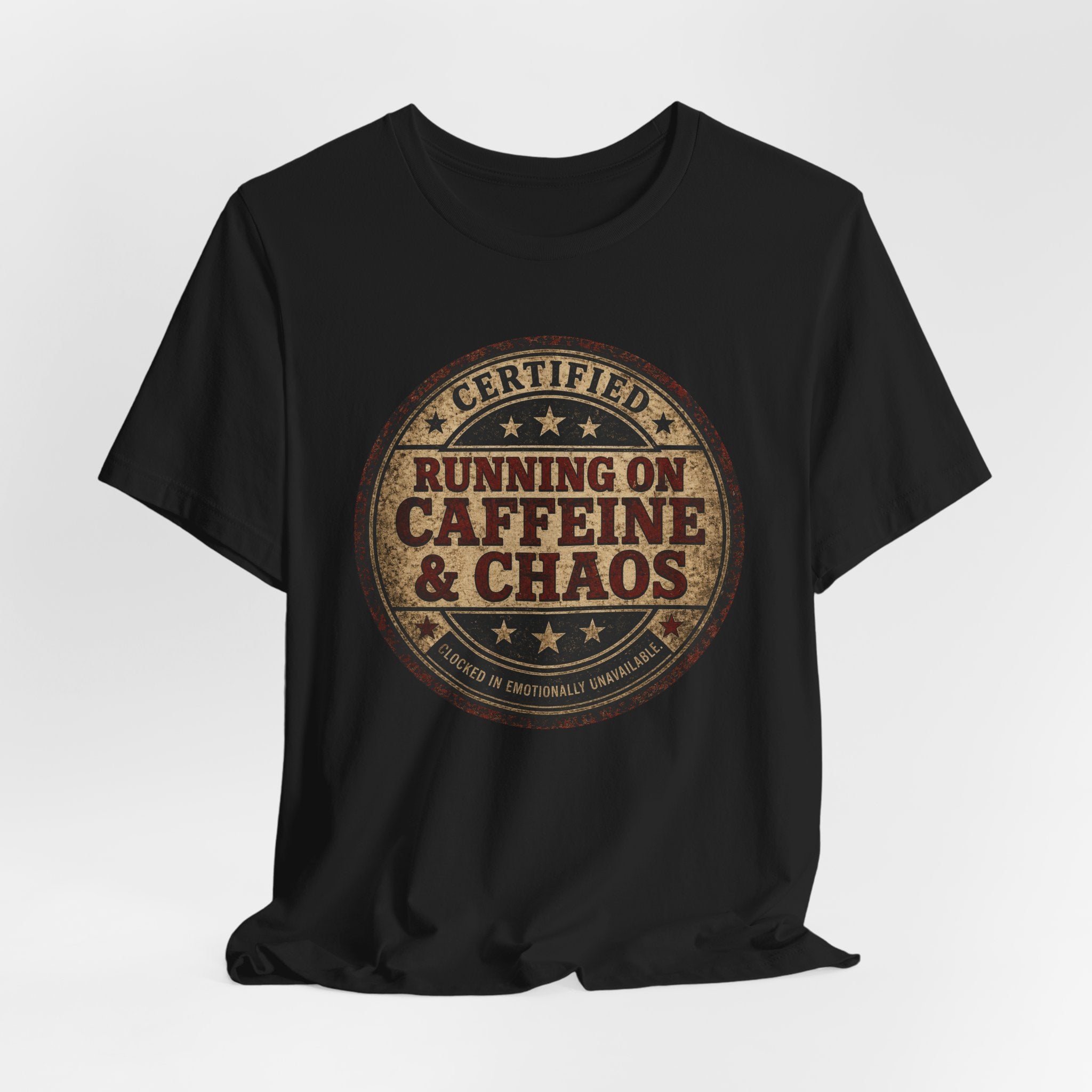 Running On Caffeine & Chaos T-Shirt "Running on Caffeine & Chaos graphic tee — funny caregiver nurse t-shirt"