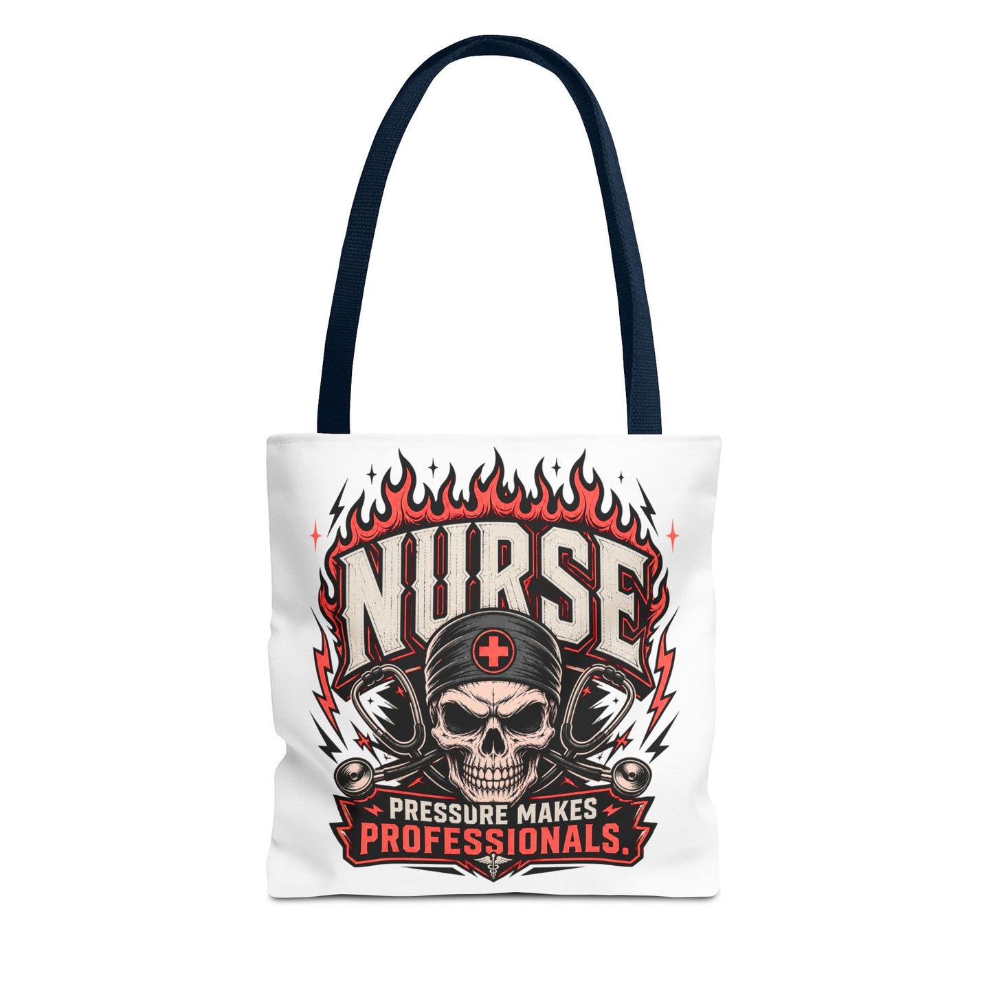 Nurse Skull Tote Bag — "Pressure Makes Professionals" Medical Nurse Gift