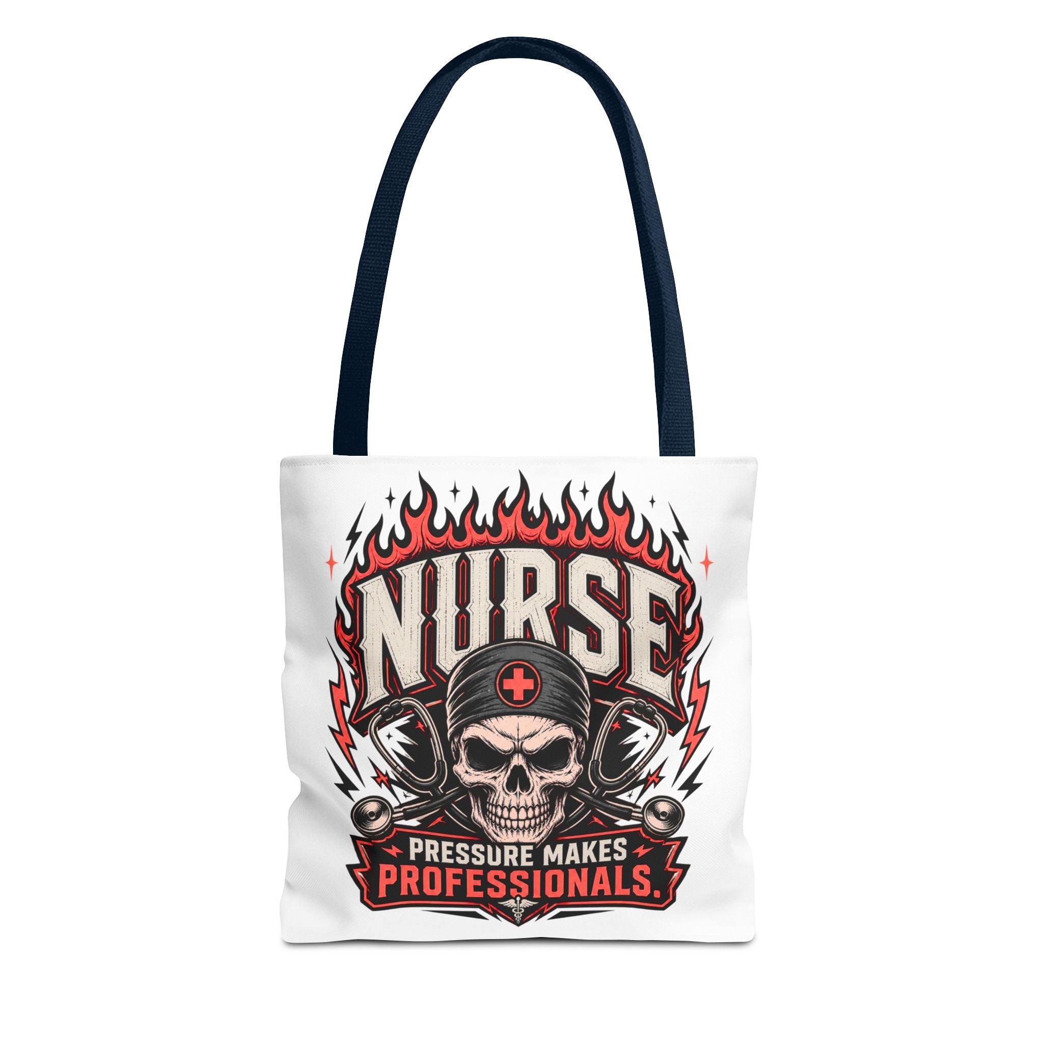 Nurse Skull Tote Bag — "Pressure Makes Professionals" Medical Nurse Gift